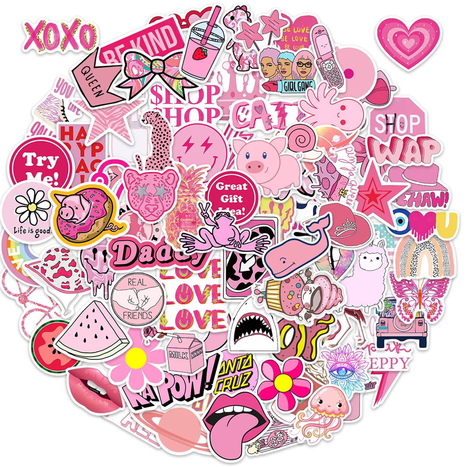 Amazoncom Pink Preppy Style Stickers 100pcs Y2K Style Stickers