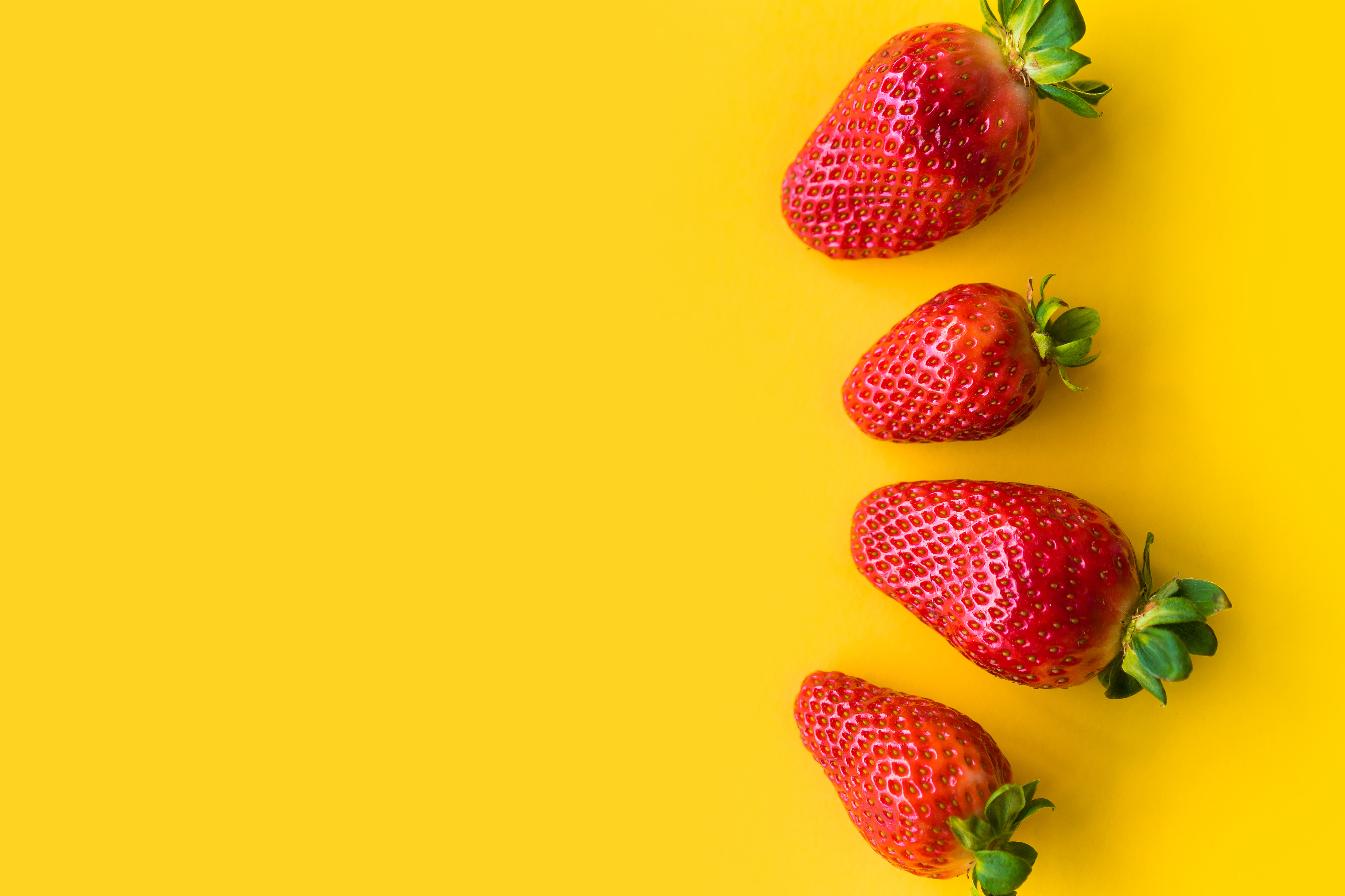 Strawberries With Yellow Background Stock Photo Picjumbo