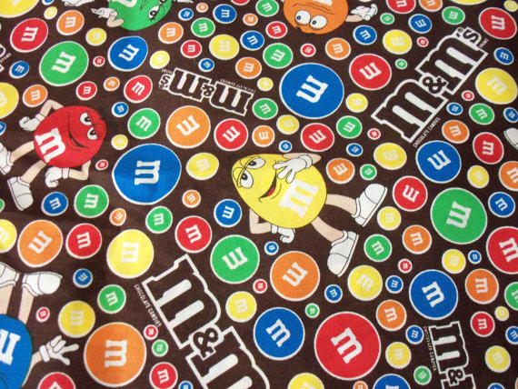 Candy Fabric Brown Background Very Colorful Favorite Fat Quarter