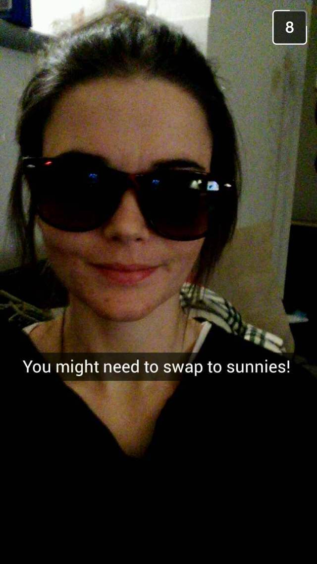 Snapchat Screenshot Of Anna S Reaction To Robert Wearing Sunglasses