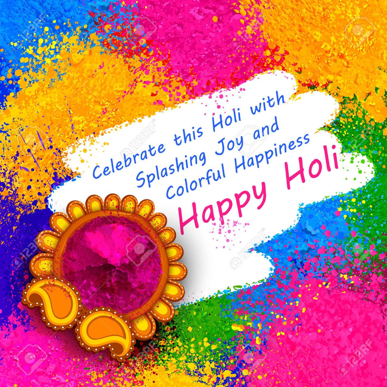 Powder Color Explosion For Happy Holi Background Royalty