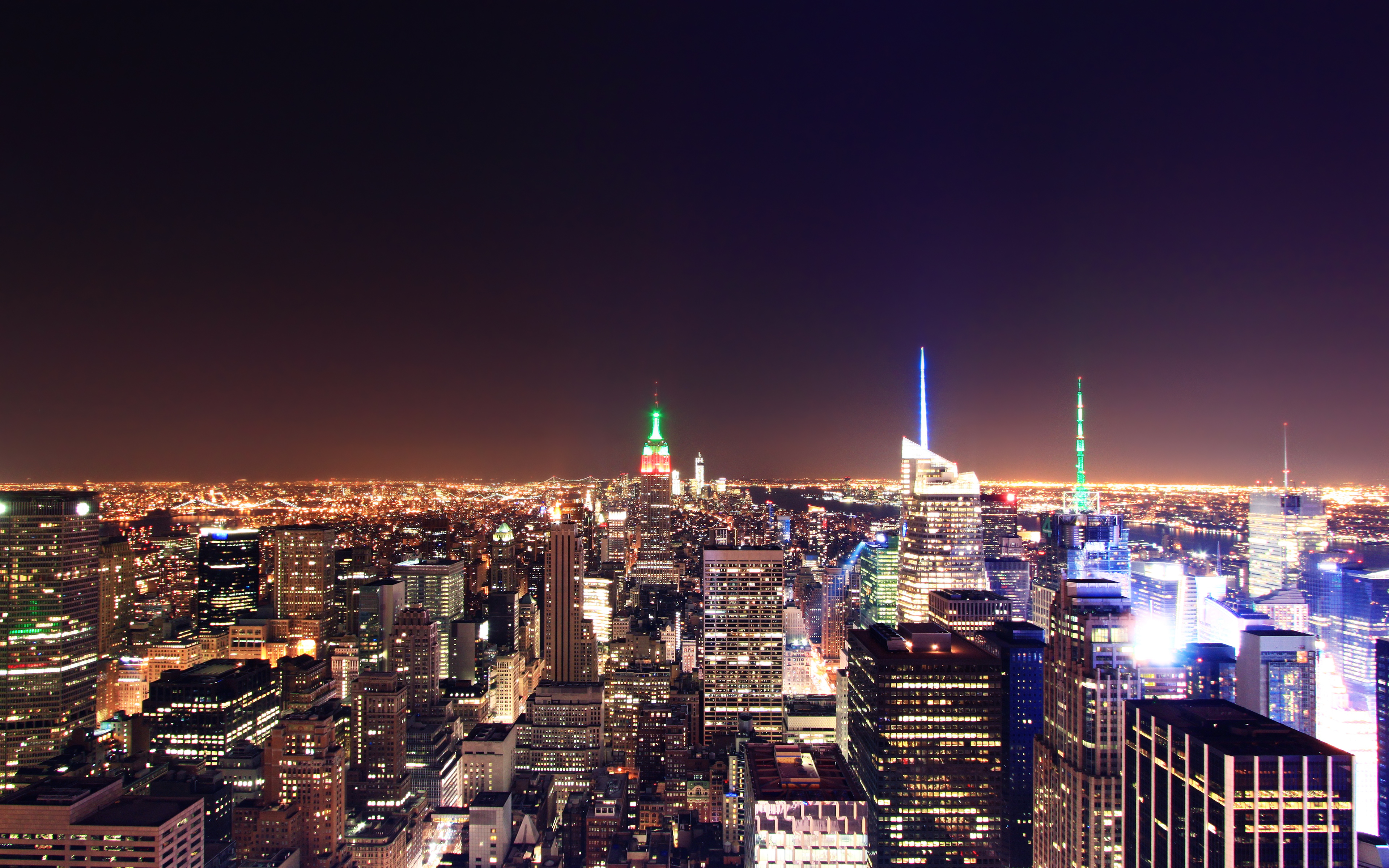 Manhattan at night New York wallpapers and images   wallpapers