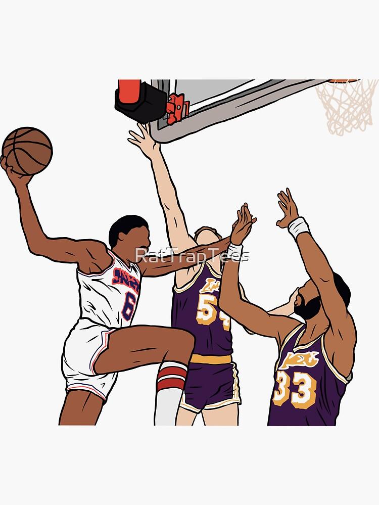 Dr J Iconic Reverse Layup Sticker By Rattraptees