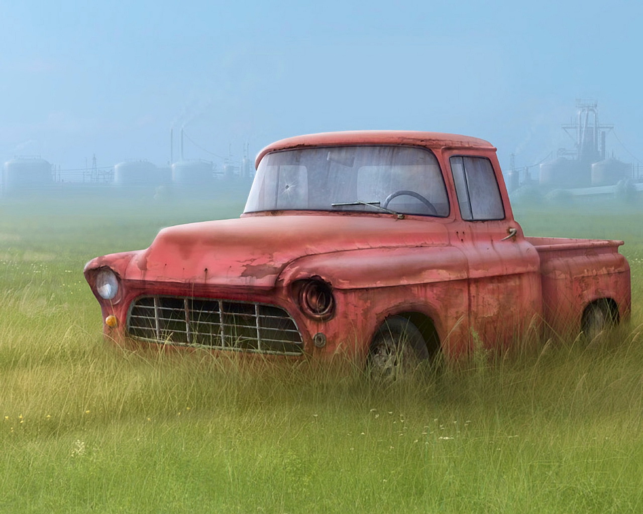 Old Car In The Grass   1280x1024   54
