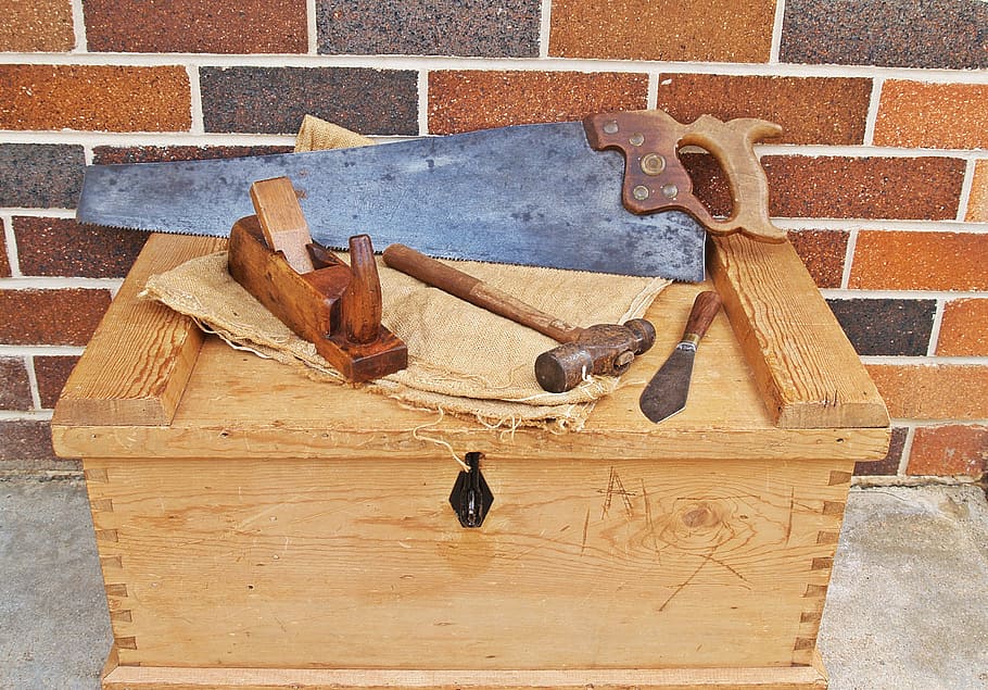 HD Wallpaper Assorted Hand Tools On Top Of Brown Wooden Box