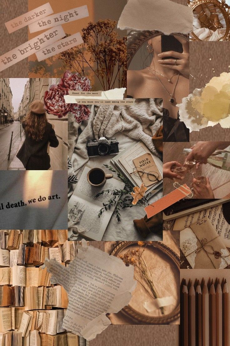 Brown aesthetic Vintage collage Fairy wallpaper Aesthetic