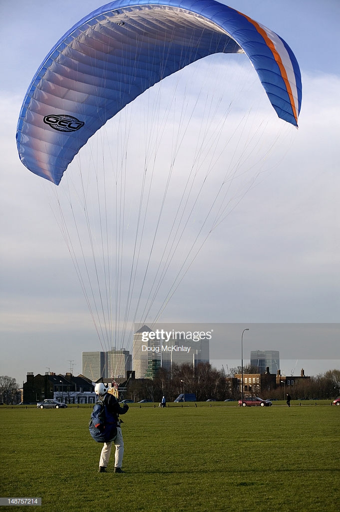 Kite Flyers On Blackheath Mon With Canary Wharf In The