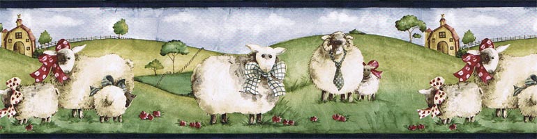 Country Sheep Family Wallpaper Border Nc76755