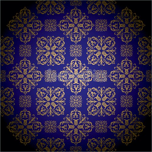 Blue And Gold Royal Wallpaper With Seamless Repeat Pattern