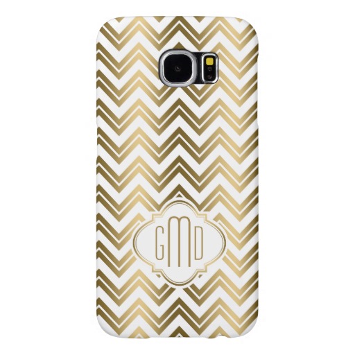 Modern Gold Zigzag Chevron White Background 2a Samsung Galaxy S6 Cases