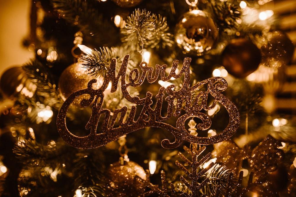Selective Focus Photography Of Merry Christmas Text Hanged On