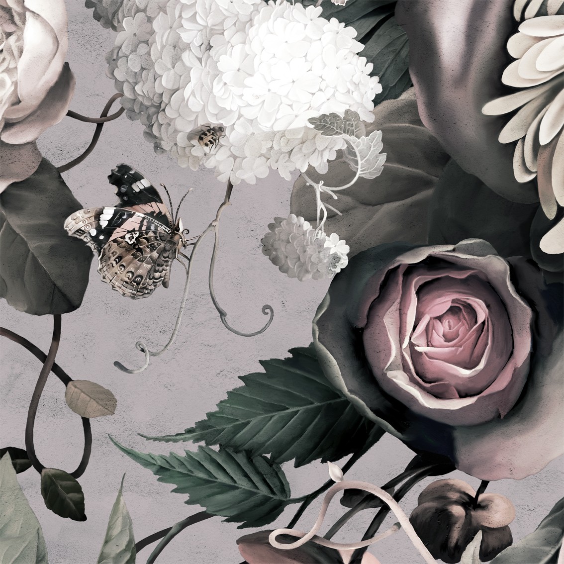 Free download Dark Floral II Gray Fresco [1134x1134] for your Desktop