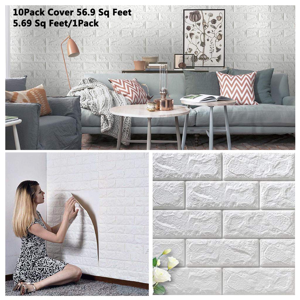 Pack Sq Ft Faux Foam Bricks 3d Wall Panels Peel And Stick