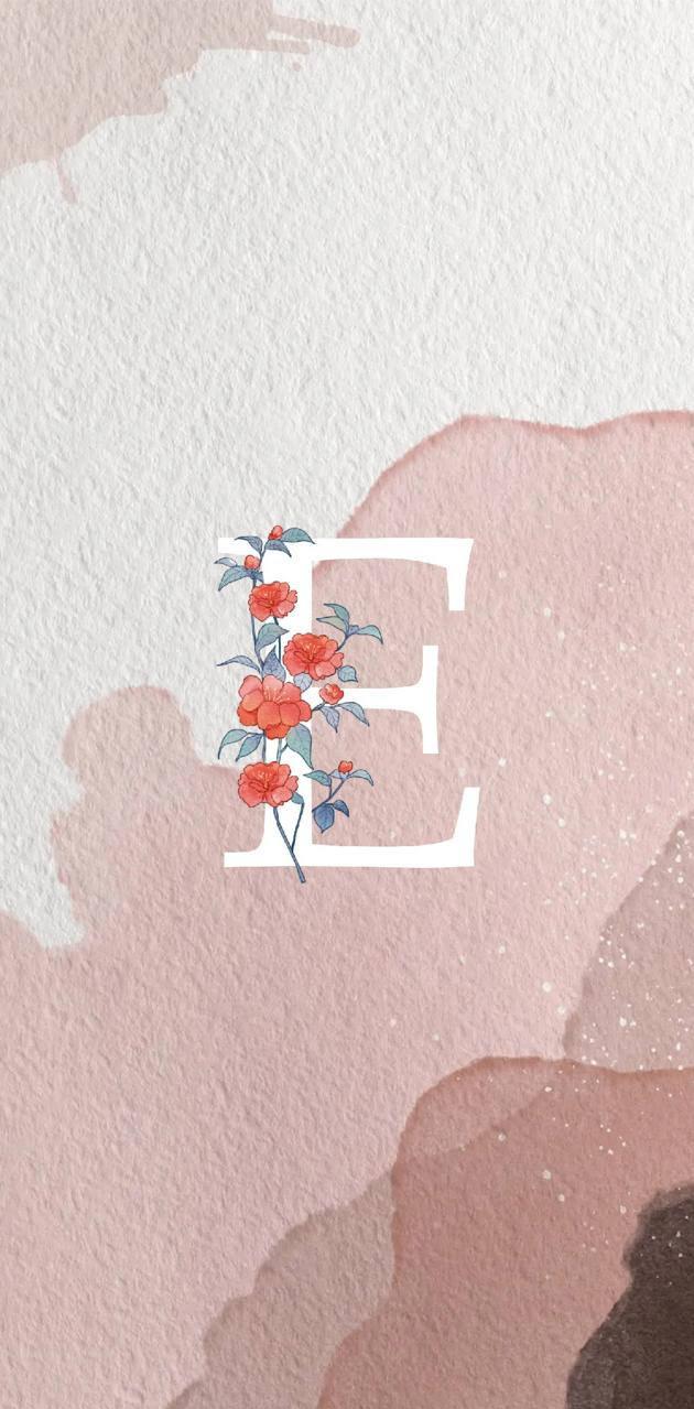 Download White Letter E With Flower Wallpaper