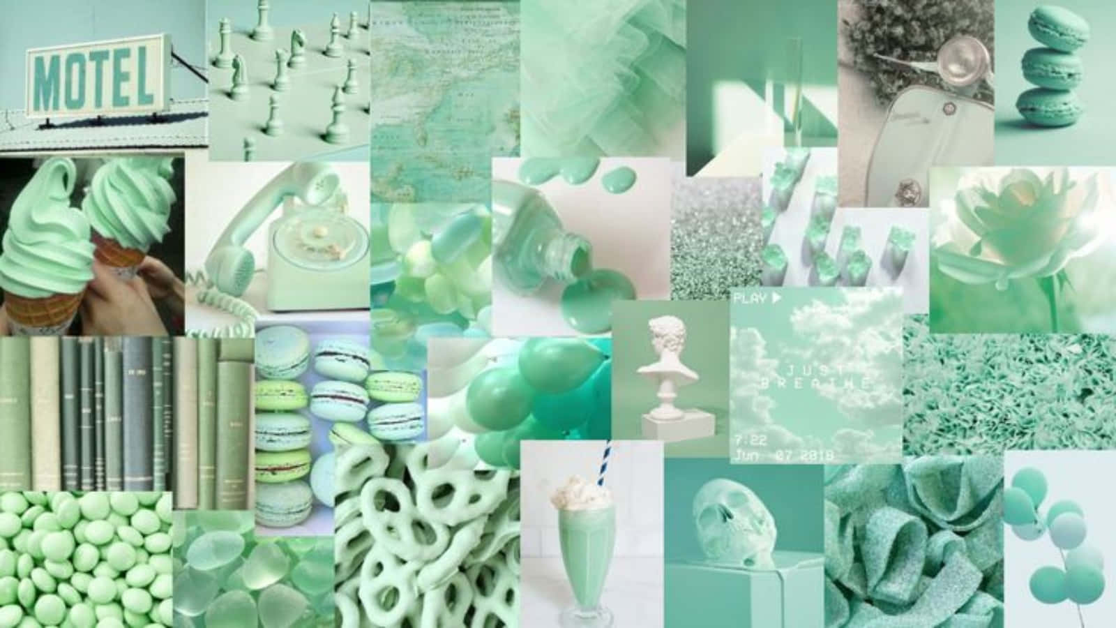 Pastel Green Aesthetic Desktop Wallpaper