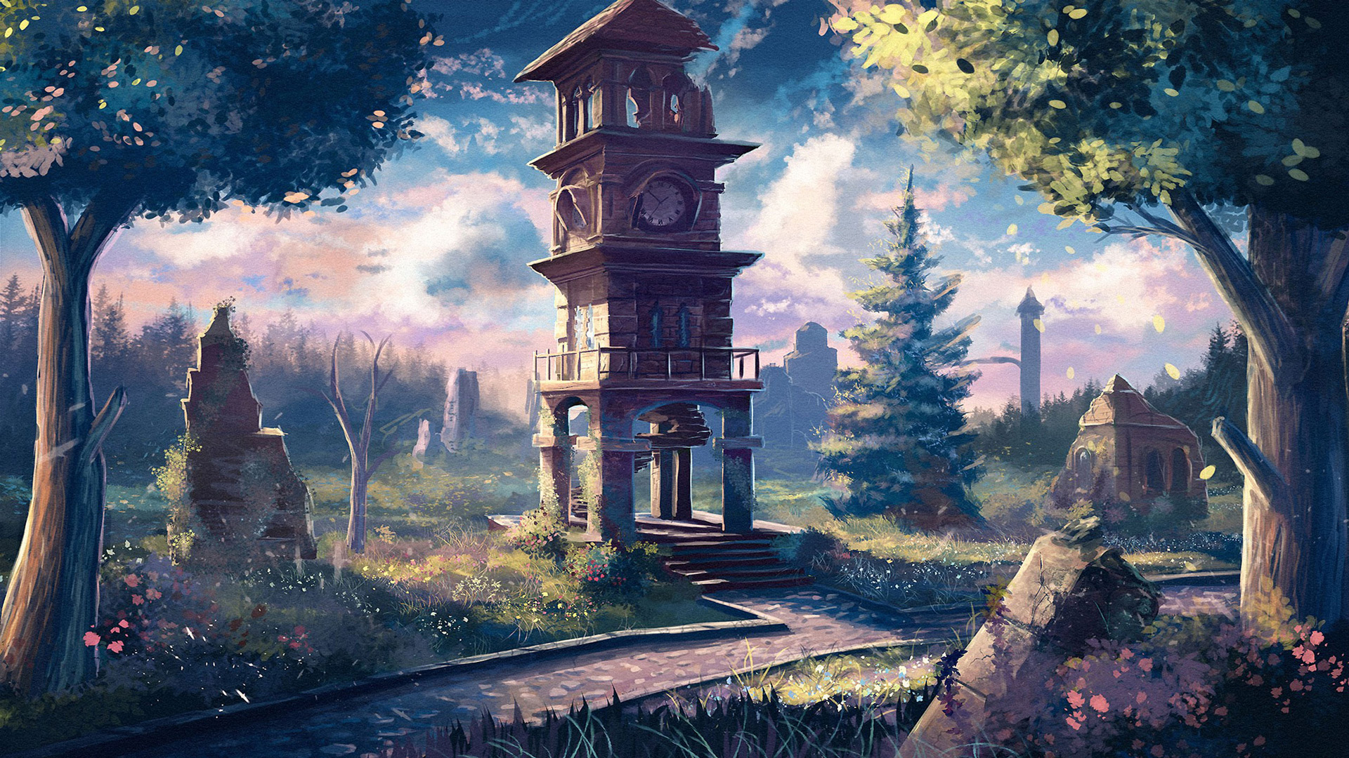 Free download Old Clock Tower Anime Wallpapers Free Computer Desktop  1920x1080 for your Desktop Mobile  Tablet  Explore 77 Old Computer  Wallpaper  Old Picture Wallpaper Wallpaper Old Cars Old Time Wallpaper