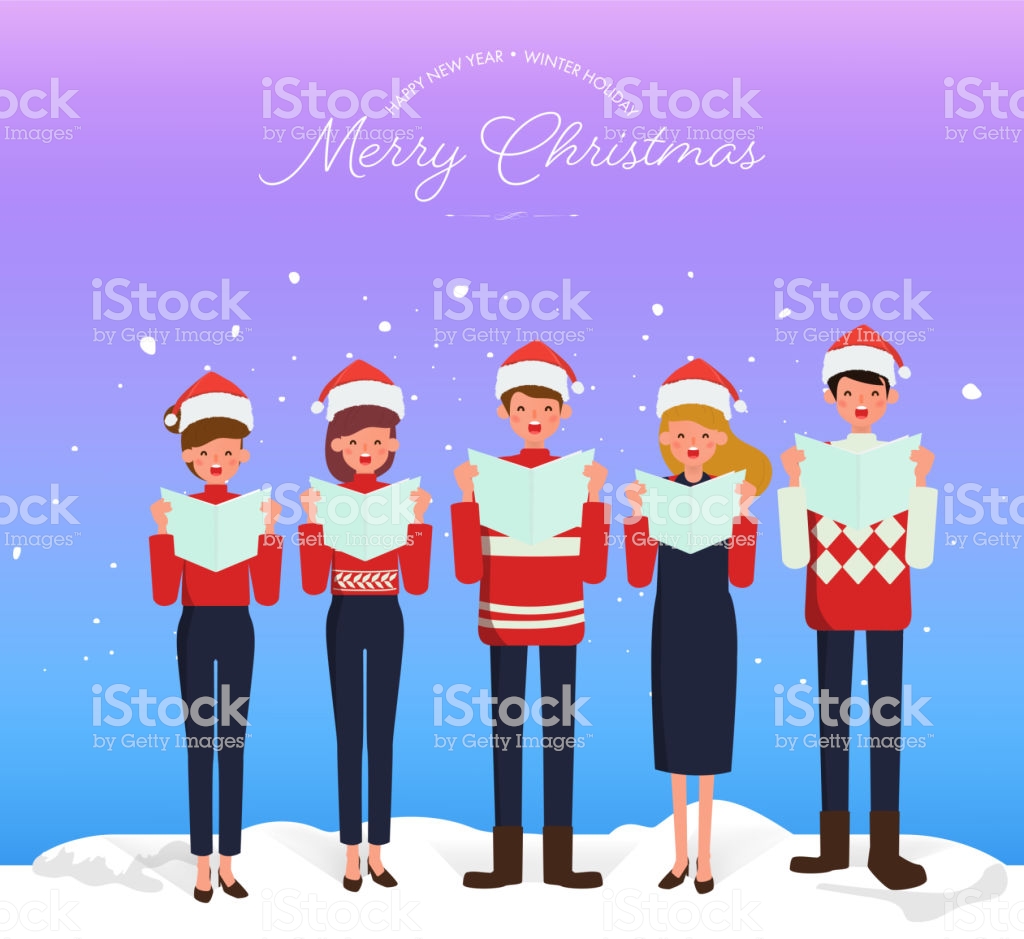Christmas Caroling Teenage Choir Singing Carols Merry