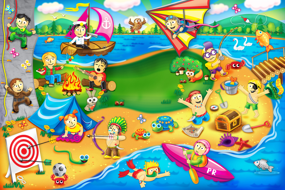 Fun Camping Trip By The Sea Children S Wall Mural Ohpopsi Wallpaper