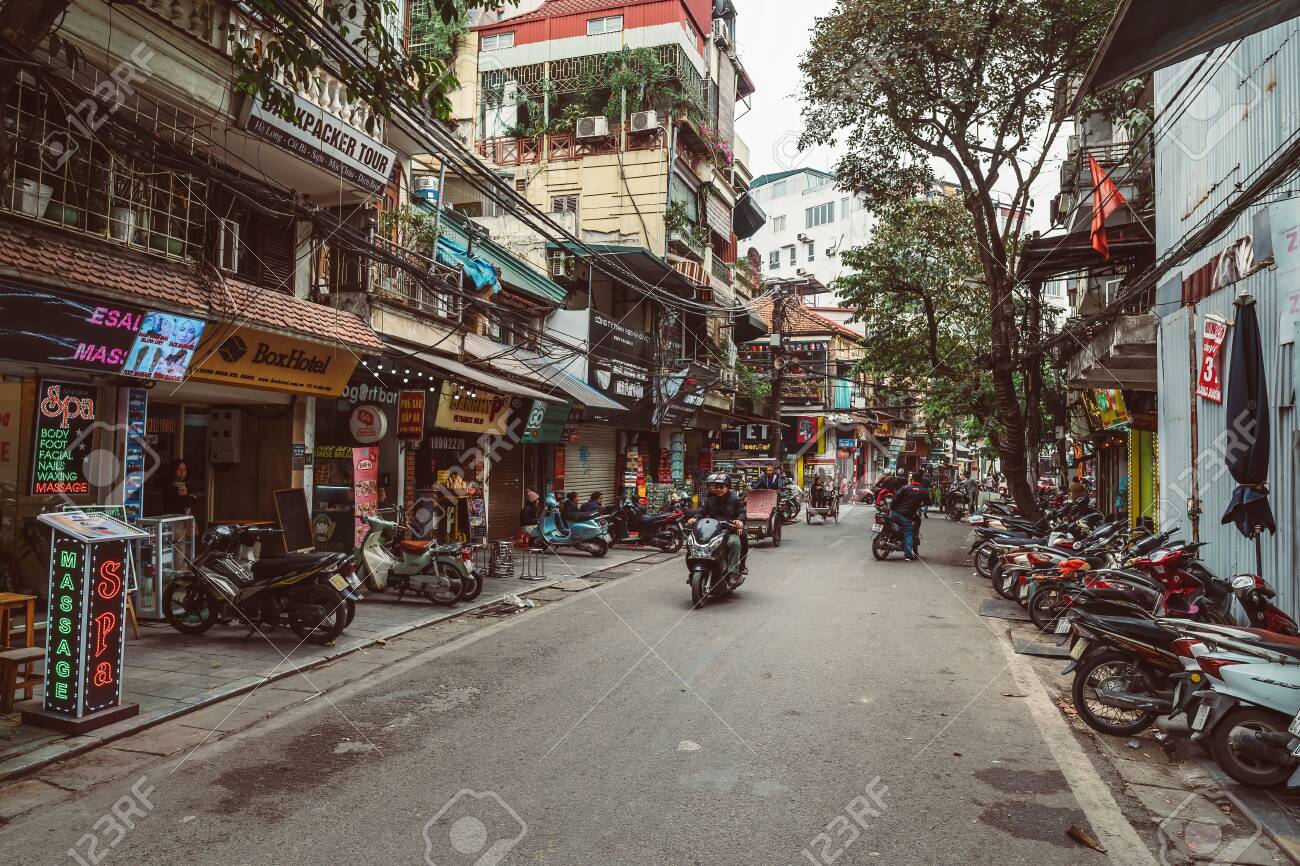 Hanoi Vietnam December Street Scene Of The Old