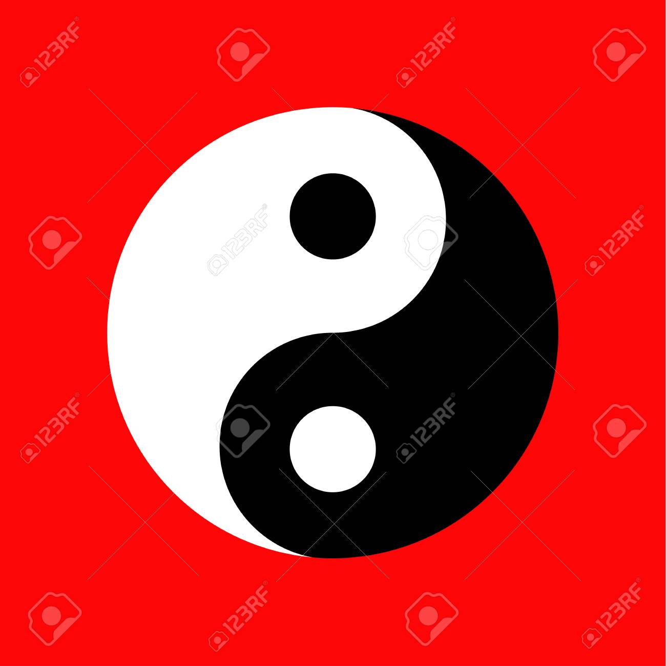 Yin Yang Icon On Red Background Taoism Symbol Vector Illustration