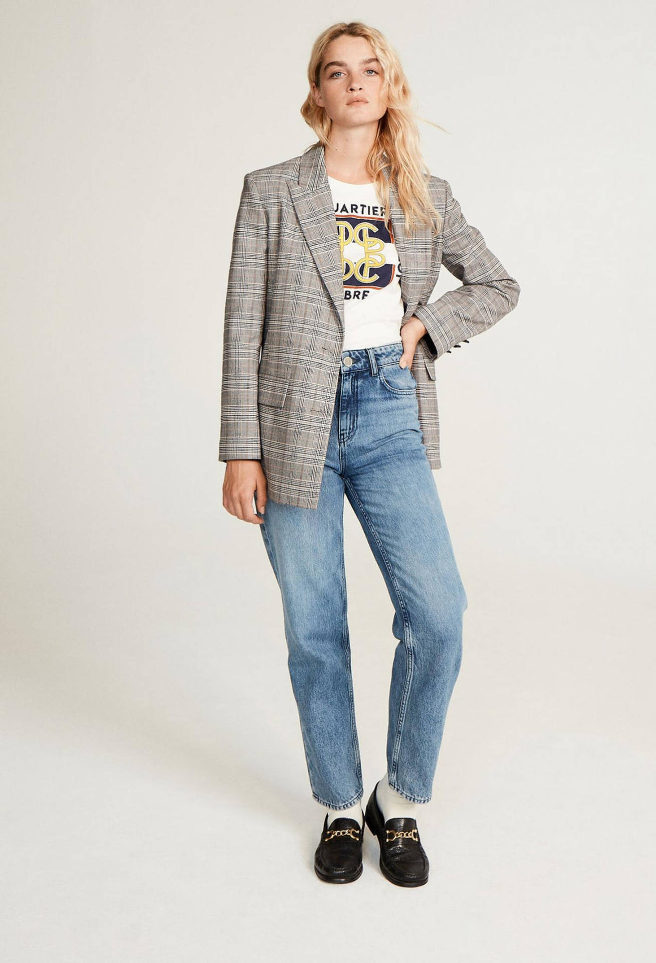 Claudie Pierlot Gray Blazer Denim Pants Wallpaper