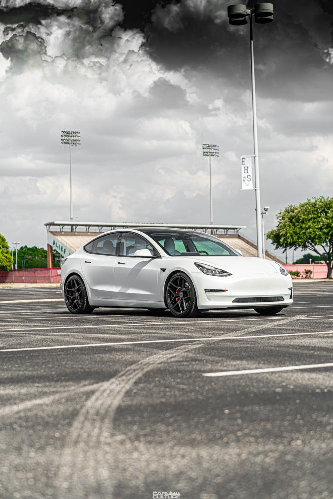 White Tesla Model Brixton Forged