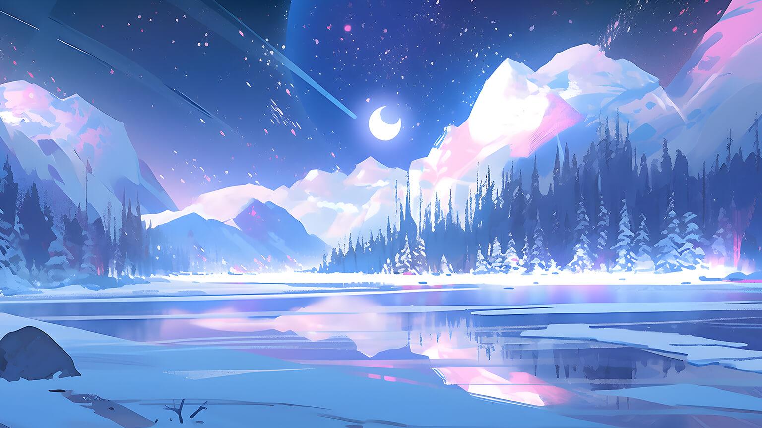 Alaska Night Sky Lake Desktop Wallpaper Winter 4k