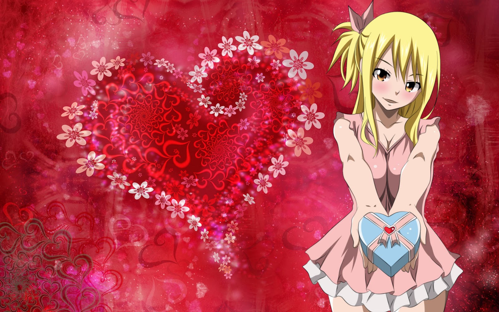 Lucy Heartfilia Valentine Gift Anime Girl Fairy Tail HD Wallpaper