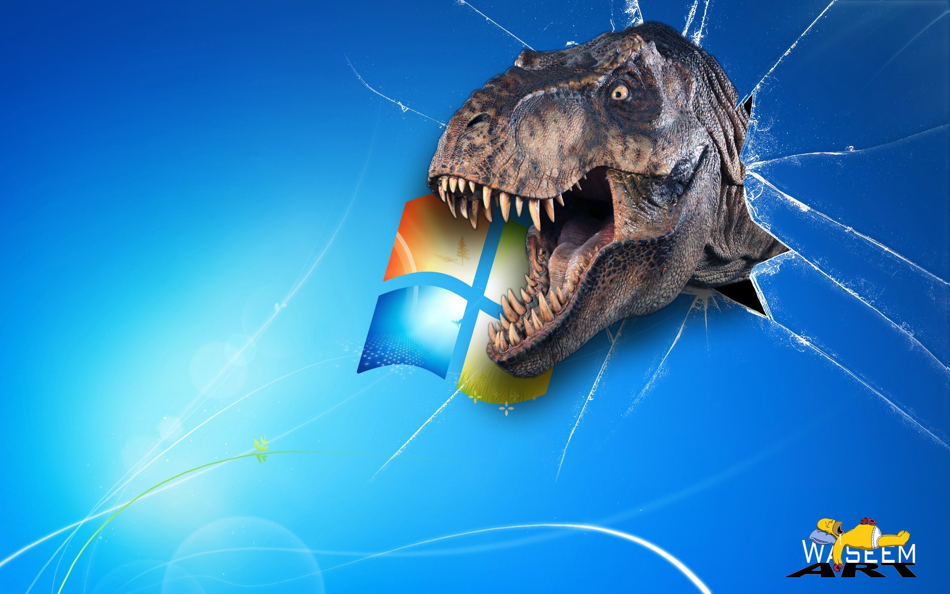Windows With A Dinosaur Desktop Wallpaper