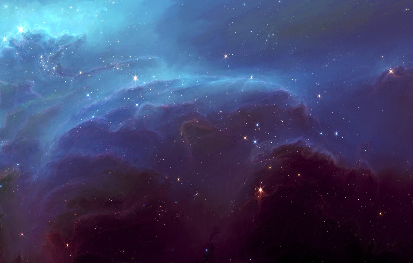 Wallpaper space stars clouds nebula glow art