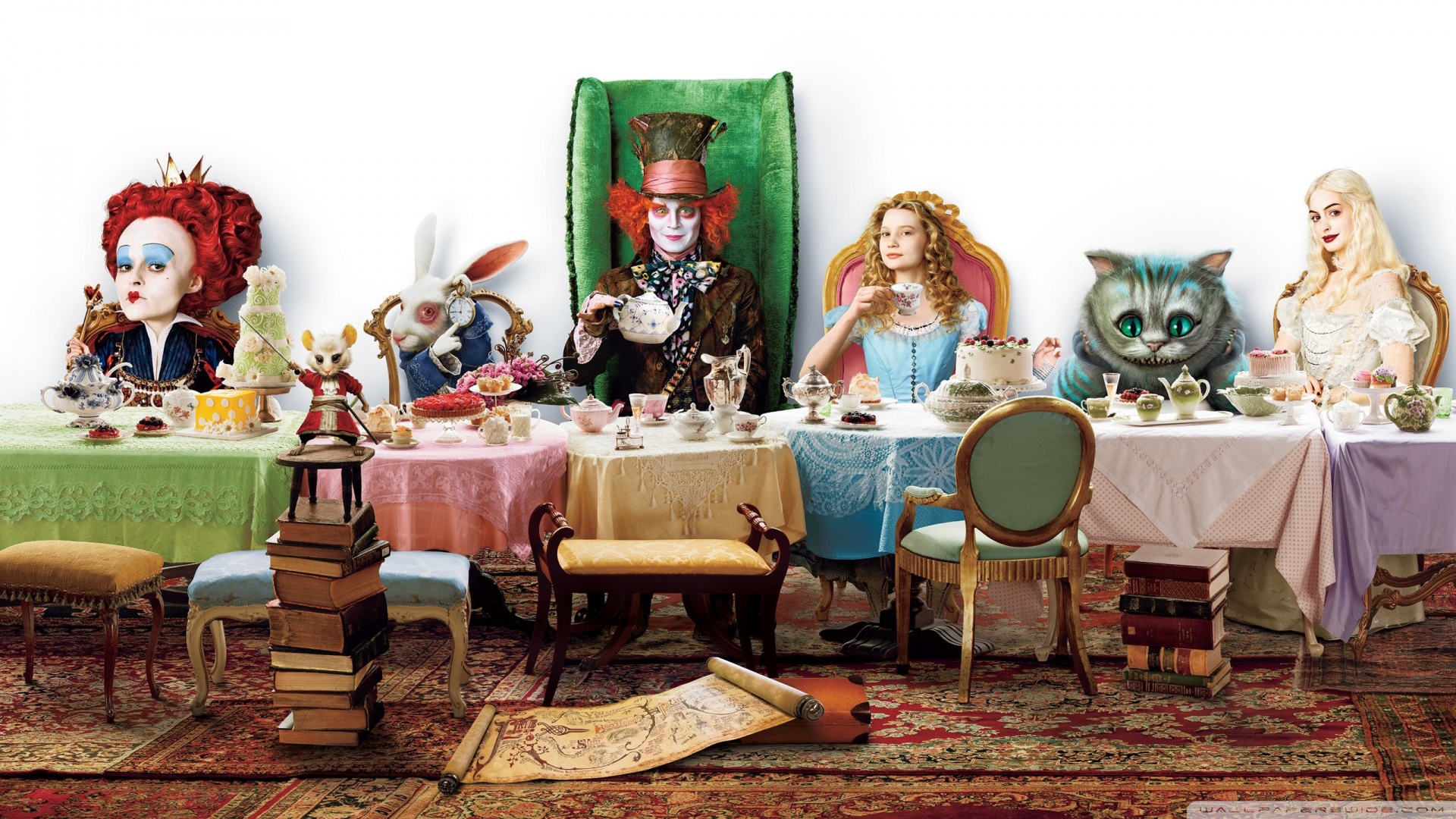 Alice In Wonderland Tea Party HD Wallpaper Movies