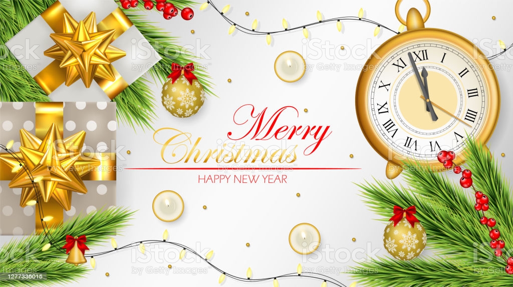 Happy New Year Party Poster Template With Gifts Box And