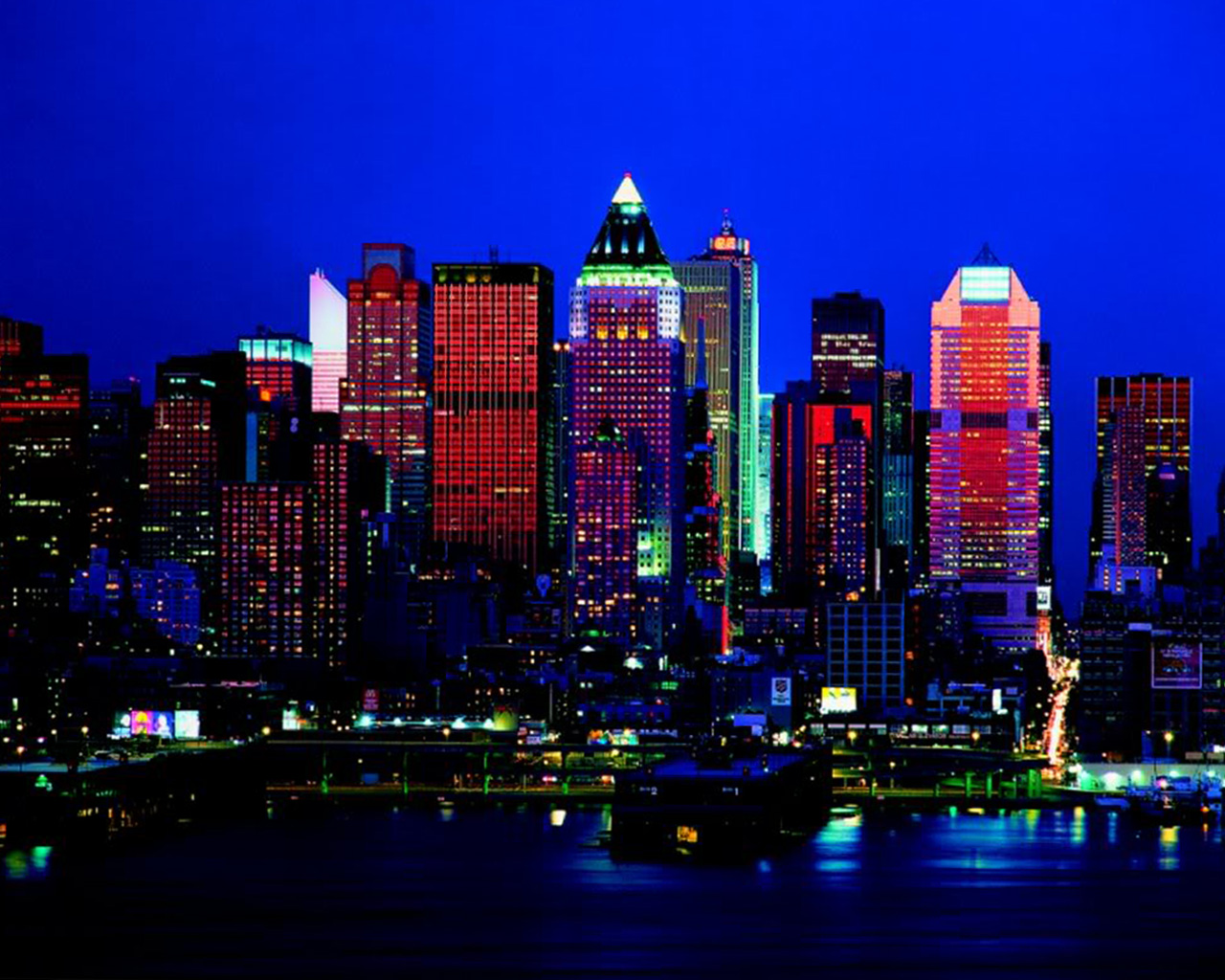New York City Night Skyline Wallpaper   1280x1024 iWallHD   Wallpaper