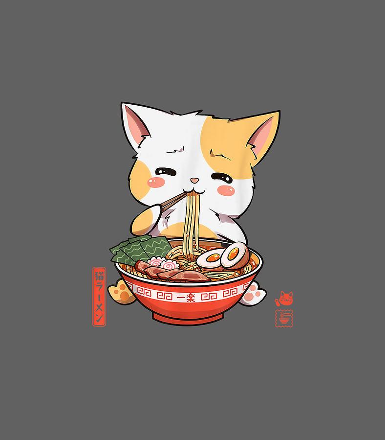 Kawaii Neko Ramen Cute Cat Japanese Noodle Funny Anime
