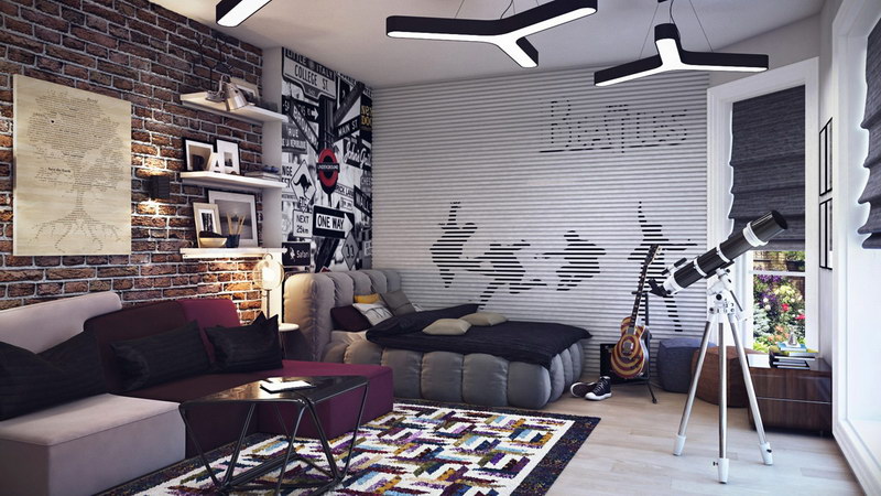 Room Teen Boys Room Decorating Ideas With Wallpaper Bricks boys room 800x450