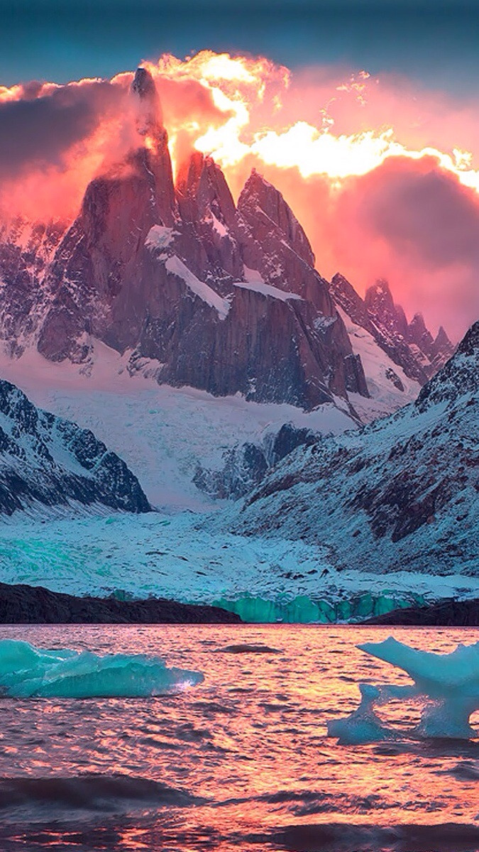 Snowy Mountain With Orange Sky Wallpaper For Amazon Kindle Fire HD