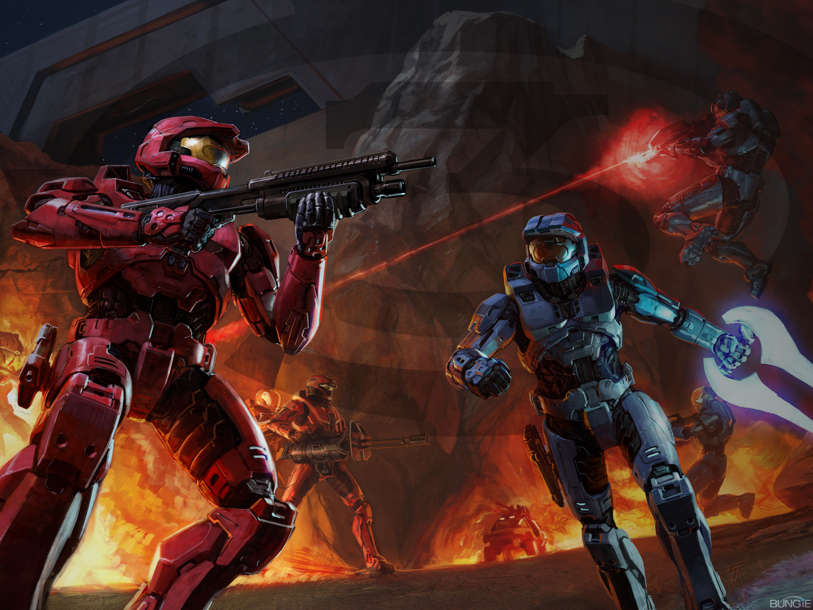 Halo Red Blue Wallpaper