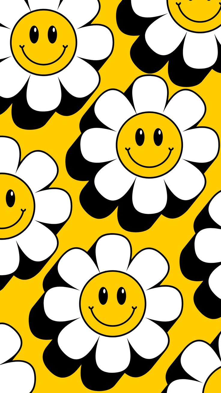 Sunflower Smiley Face Matching Wallpaper In Pink