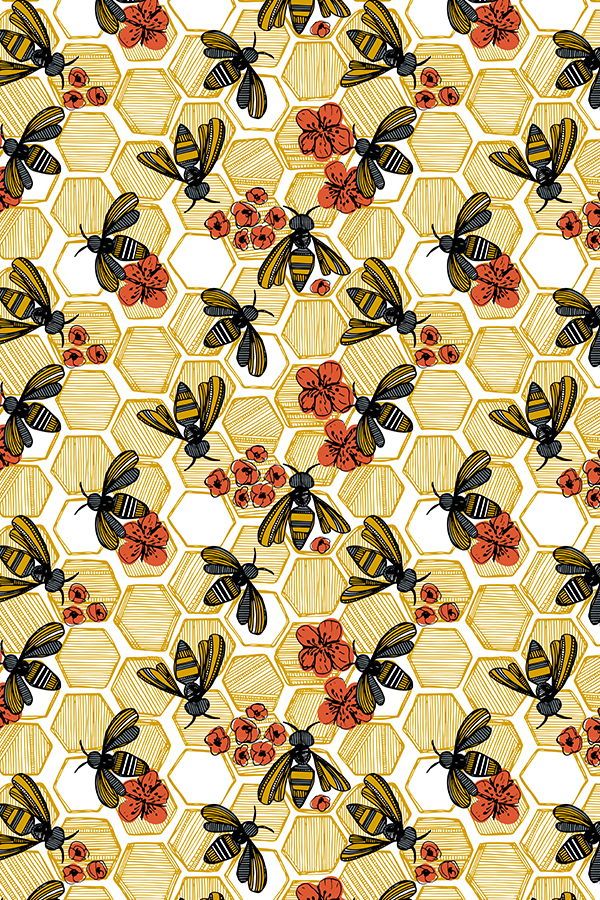 Colorful Fabrics Digitally Printed By Spoonflower Honey Bee