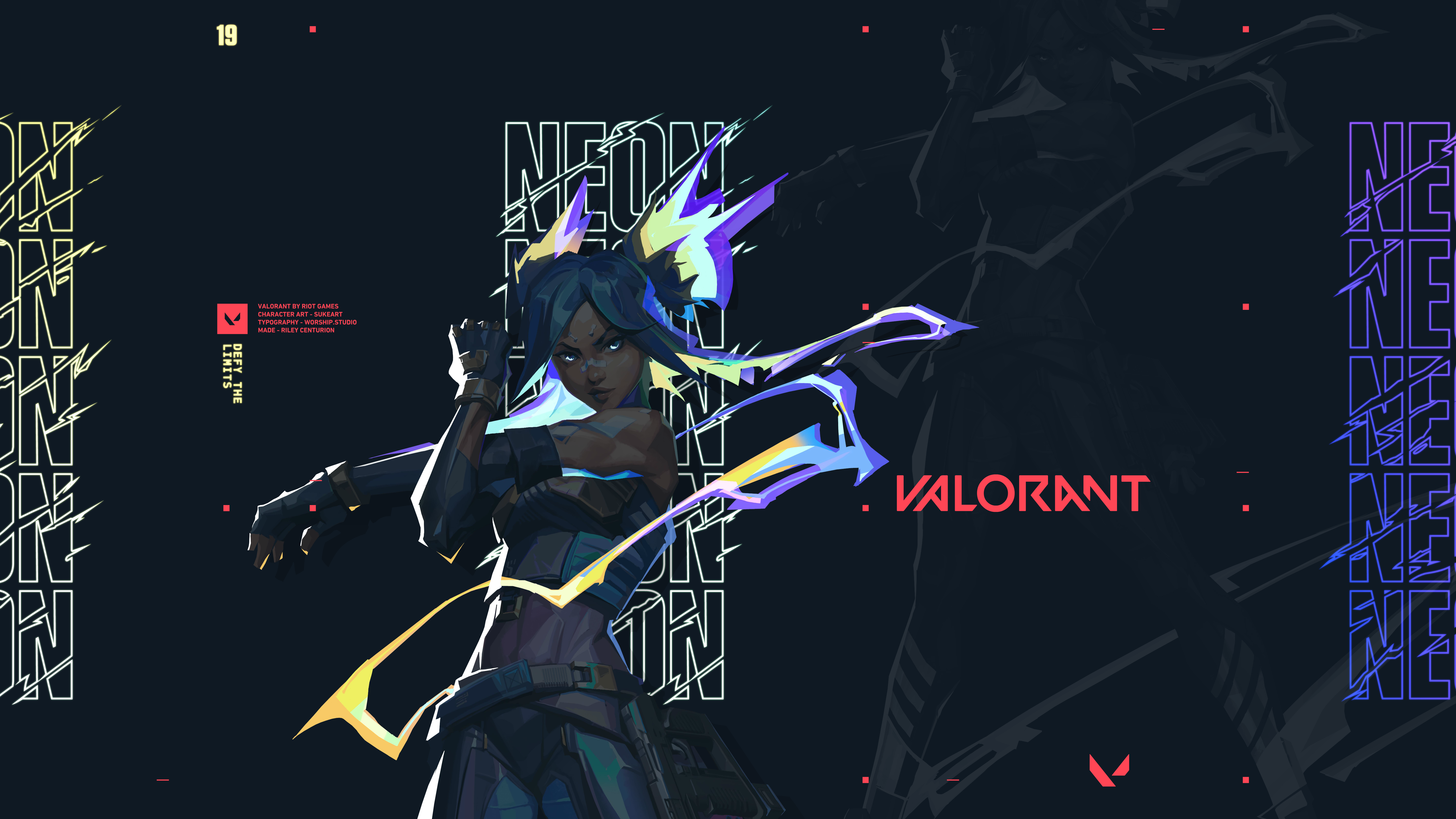 Download Unleash your inner champion with Neon Valorant! Wallpaper