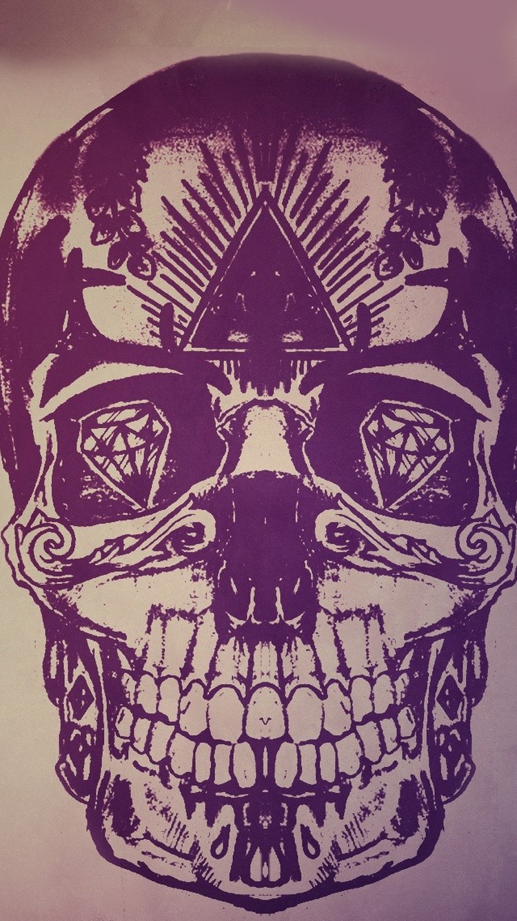 Skull Artwork Purple Illustration iPhone Wallpaper Ipod