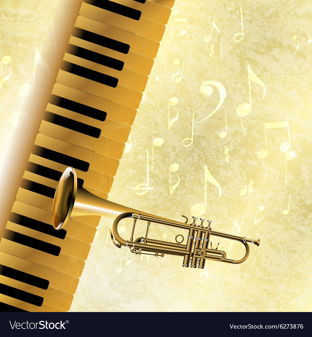 Musical Background Piano Keys And Trumpet Jazz Vector Image