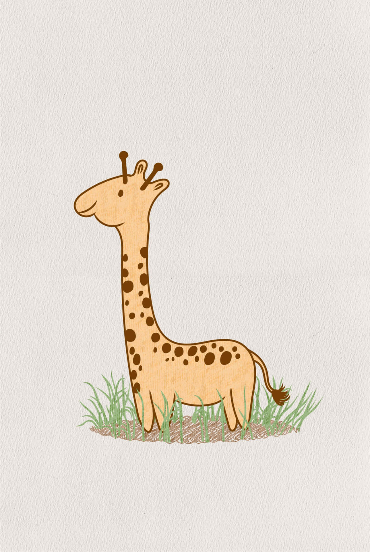 Cute Giraffe Cartoon On Grass Picture Wallpaper