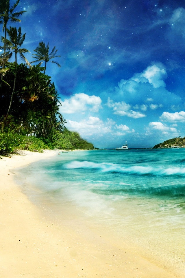 HD Charming Sea Beach iPhone Wallpaper Background