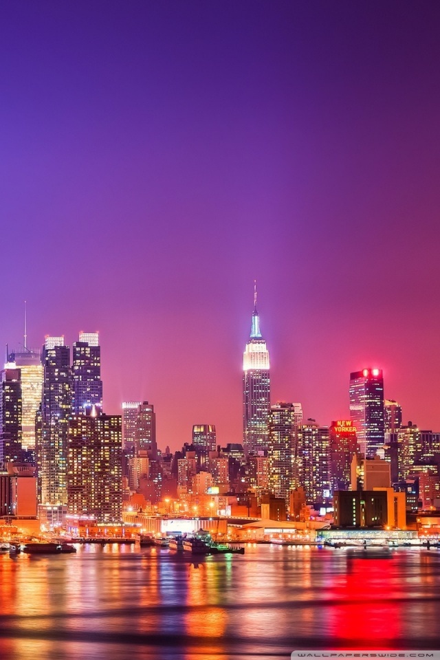 New York City Skyline at Night 4K HD Desktop Wallpaper for 4K