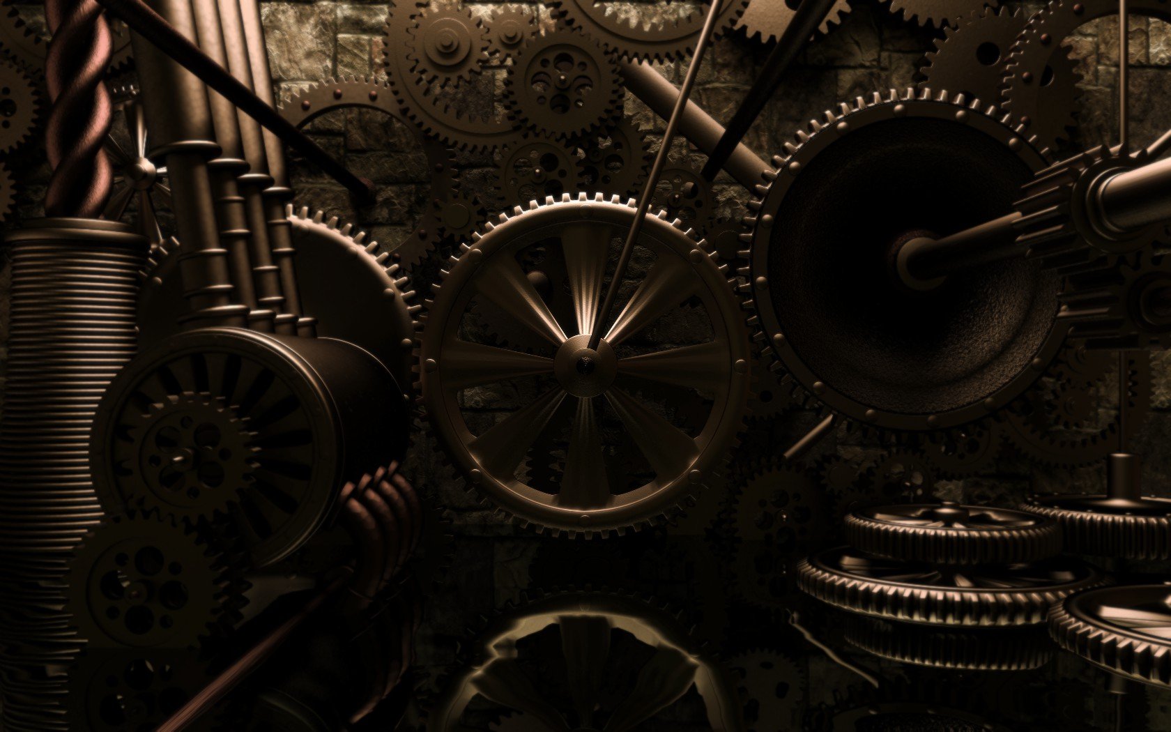 Steampunk mechanical gears f wallpaper 1680x1050 62239