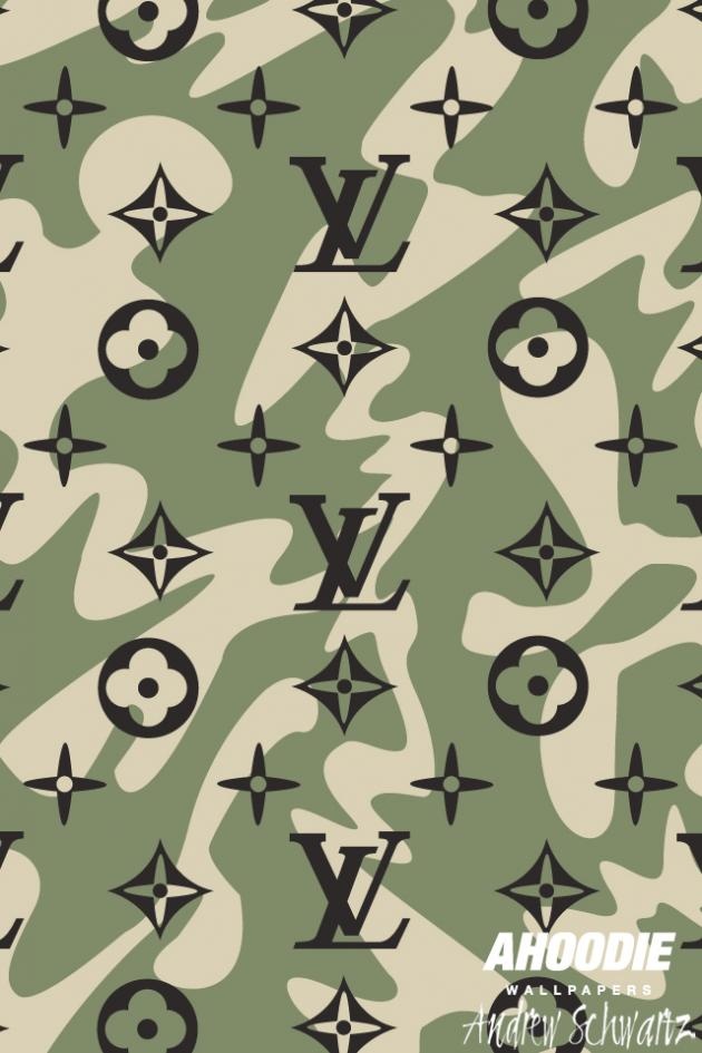 Download Louis Vuitton Phone Green Camouflage Wallpaper