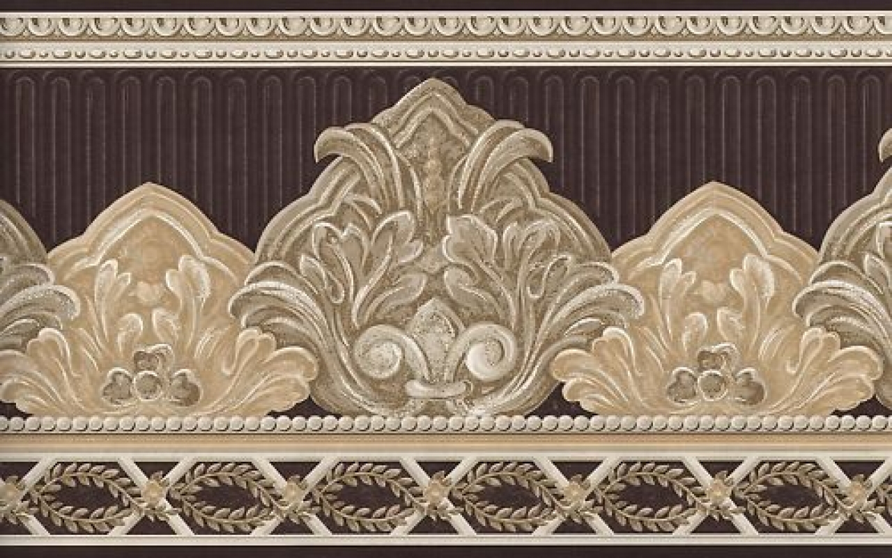 Wallpaper border elegant brown and beige scroll ebay