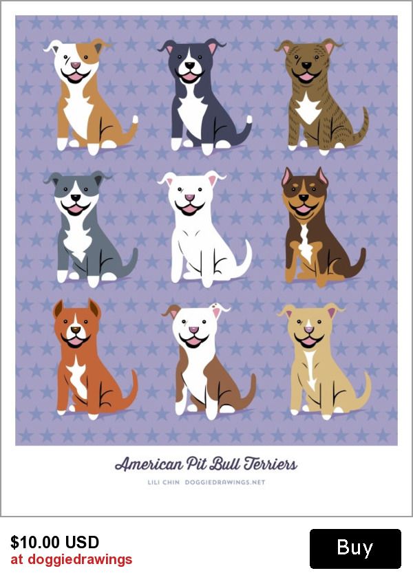 American Pit Bull Terriers Print Pitbulls Pibbles Apbt Doggie