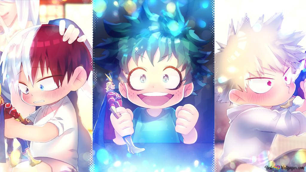 Deku Todoroki And Bakugou Ready For Battle Wallpaper